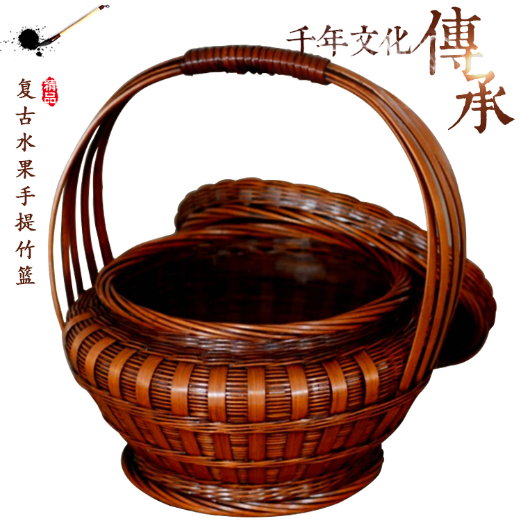 广西纯手工竹编竹鸡蛋收纳篮手提篮买装饰复古收纳竹编提篮带盖