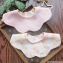 婴幼儿双面图案纯棉防水口水巾宝宝360度花朵a类全棉围嘴围兜
