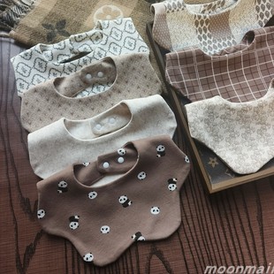 ins韩版纯棉口水巾婴儿防吐奶围嘴秋冬吸水全棉围兜双面图案0-2岁