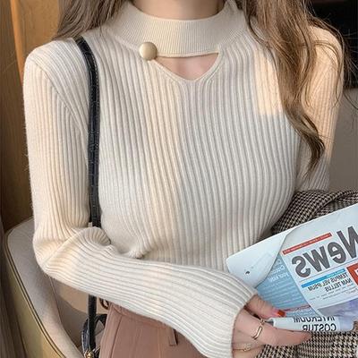 半高领针织衫女秋季新款设计感打底衫秋冬内搭显瘦毛衣高级感上衣