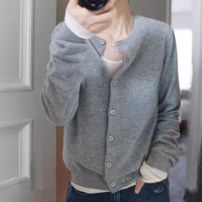 羊毛开衫女100%羊毛圆领毛衣韩版外套百搭宽松羊绒气质简约上衣,女装/女士精品,毛针织衫,淘宝优惠券,粉丝福利购,淘宝优惠卷