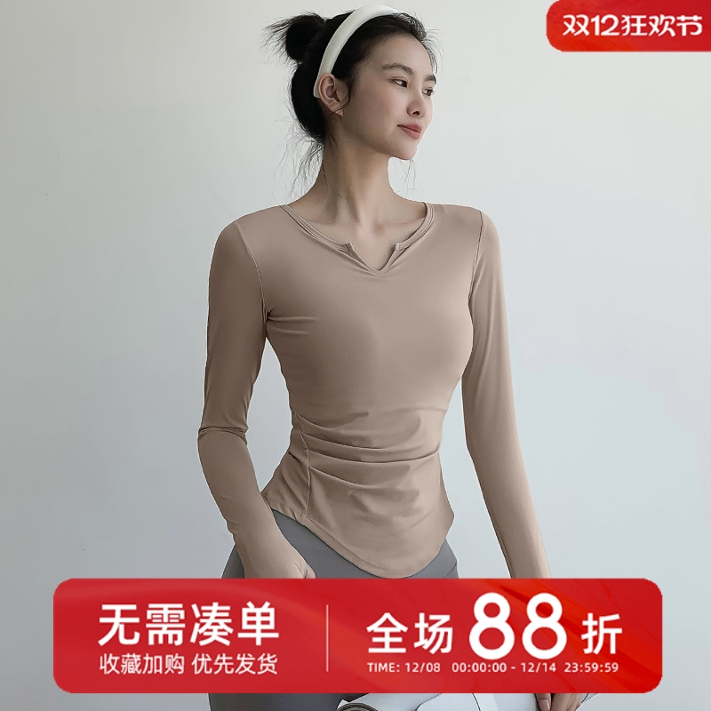 健身长袖上衣女冬季裸感速干瑜伽服修身显瘦透气跑步运动T恤训练