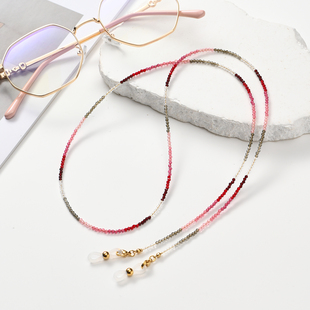 新中式 国风简约撞色眼镜链女挂脖渐变水晶极细百搭耳机链项链墨镜