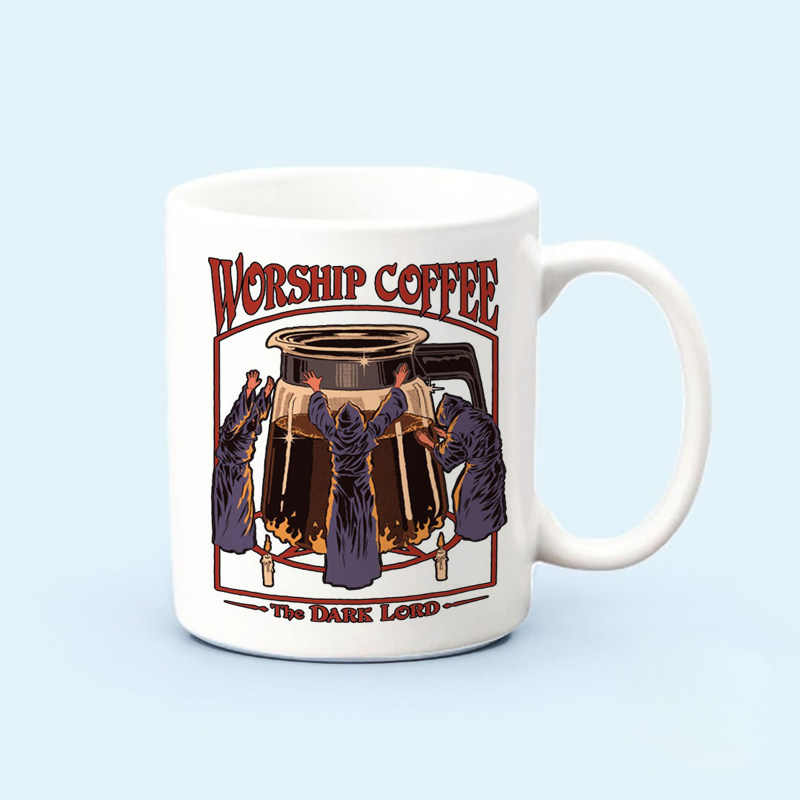 Worship Coffee Mug崇拜咖啡邪典手绘马克杯美式成人卡通礼物