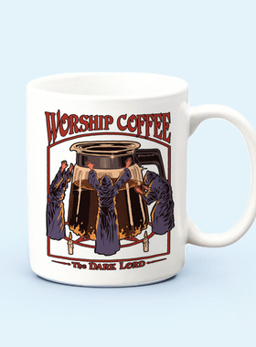 Worship Coffee Mug崇拜咖啡邪典手绘马克杯美式成人卡通礼物