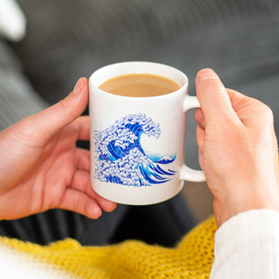 浮世绘猫猫神奈川冲浪里咖啡杯马克杯男女家用桌面水杯咖啡杯礼物