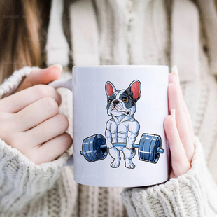 健身GYM斗牛犬马克杯水杯陶瓷杯咖啡杯INS风健身房健美礼物办公室