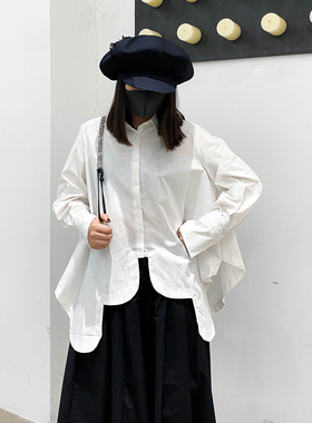 Luciferous 原创设计感小众CDG风不规则女士花边衬衫春季长袖衬衣