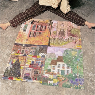 雪夜500片全系列拼图春夏秋冬圣诞冬灯拼图节日之夜成人圣诞礼物