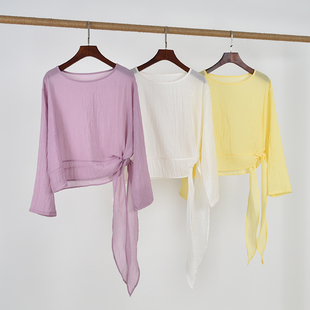 绝美中国舞舞蹈服女夏宽松新款飘逸纱衣上衣古典现代舞练功服罩衫