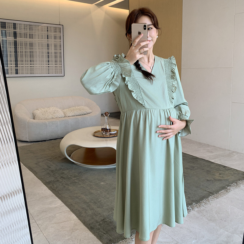 孕妇连衣裙早秋款2025新款感职业装气质高品质孕妇装裙子