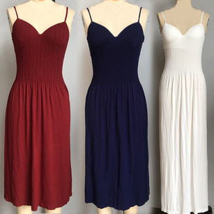 worn camisole summer dress女裙 solidcolor can Spring