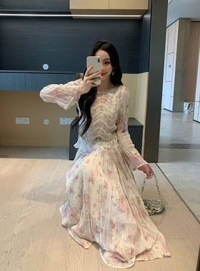 XINYI【花开半夏】春夏碎花刺绣小衫+长半裙显瘦两件套X625A03752