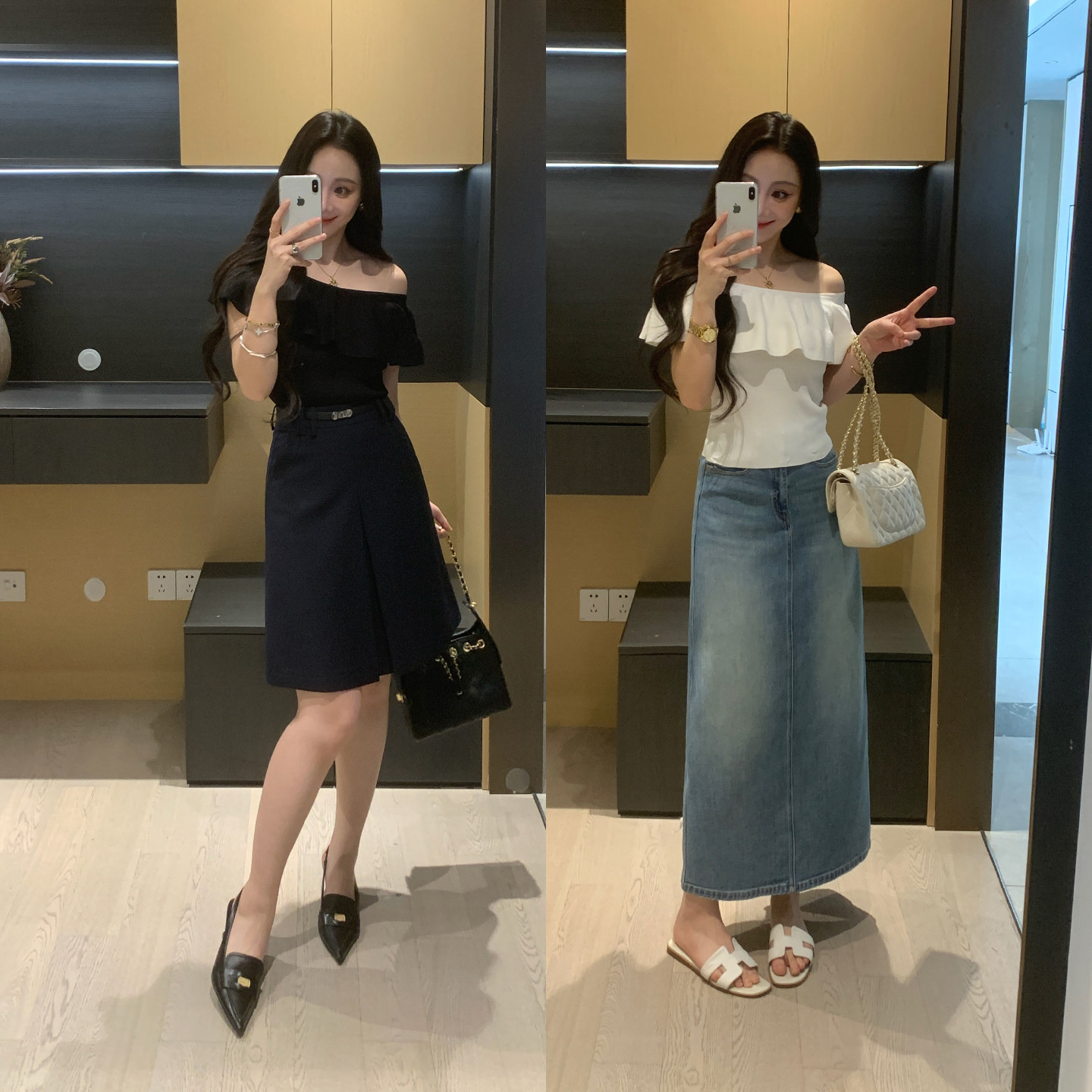 XINYI[浅夏留白]大码白色针织冰丝短袖女夏微胖mm显瘦一字肩上衣