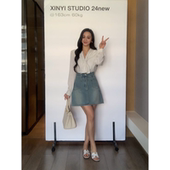 英茶小调 春季 海军领亚麻衬衫 XINYI 女长袖 气质百搭X625C00234