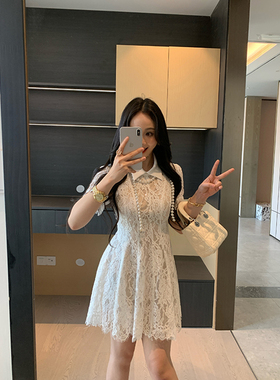 XINYI【白栀茉莉】春夏珠片蕾丝连衣裙收腰显瘦气质裙X625Q03085