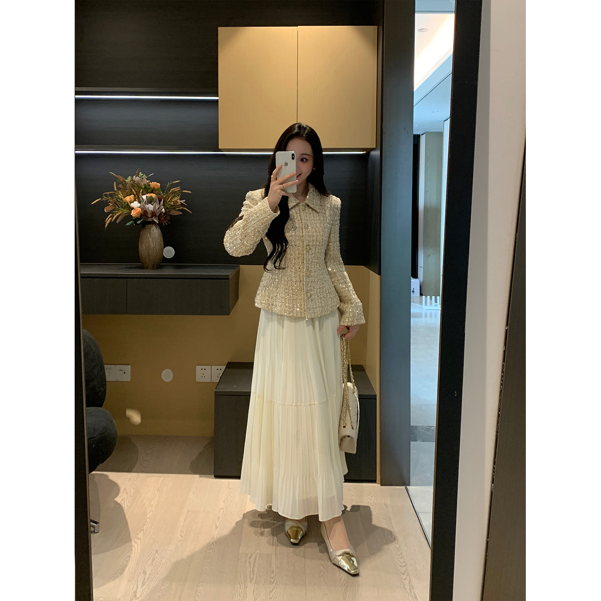 XINYI【璀璨香风】秋冬高定小香风毛呢外套+高腰网纱半裙套装女,女装/女士精品,时尚套装,淘宝优惠券,粉丝福利购,淘宝优惠卷