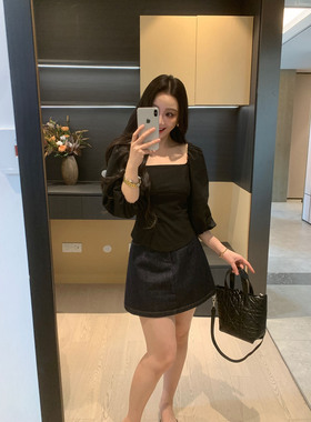 XINYI【韩女调调】夏季一字肩小衫+半身裙X626C06207/X626G01210