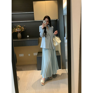 XINYI【暮雨细细】春季西装外套+吊带连衣裙显瘦套装女X626A00082