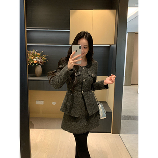 高腰半身裙显瘦套装 XINYI 绗棉毛呢小香外套 冬季 女 千金图鉴