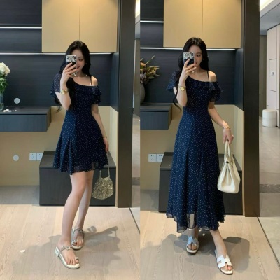 XINYI【迷迭海瑟薇】夏季荷叶边印花连衣裙收腰显瘦裙X625Q05773