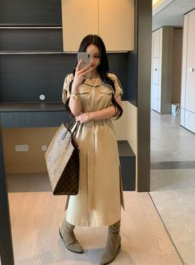 XINYI【豪门女主】春夏全棉风衣连衣裙收腰显瘦气质裙X625Q03280