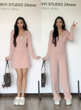 XINYI【韩妹氛围】秋季连帽拉链卫衣套装女X624A11209/X625A00266