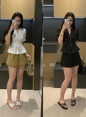 XINYI【白水椰子冰】夏季拉链衬衫+短裤女X626C04024/X626N03854