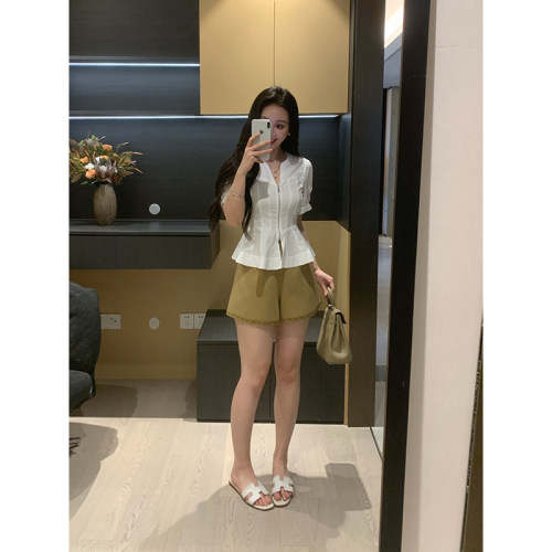 XINYI【白水椰子冰】夏季拉链衬衫+短裤女X626C04024/X626N03854
