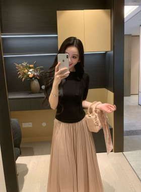 XINYI【慕斯T】夏季莱赛尔天丝飘带短袖T恤女显瘦百搭X626Y03900