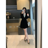 秋冬珠帘拼接丝绒连衣裙2025新款 XINYI Lady小姐 收腰显瘦气质