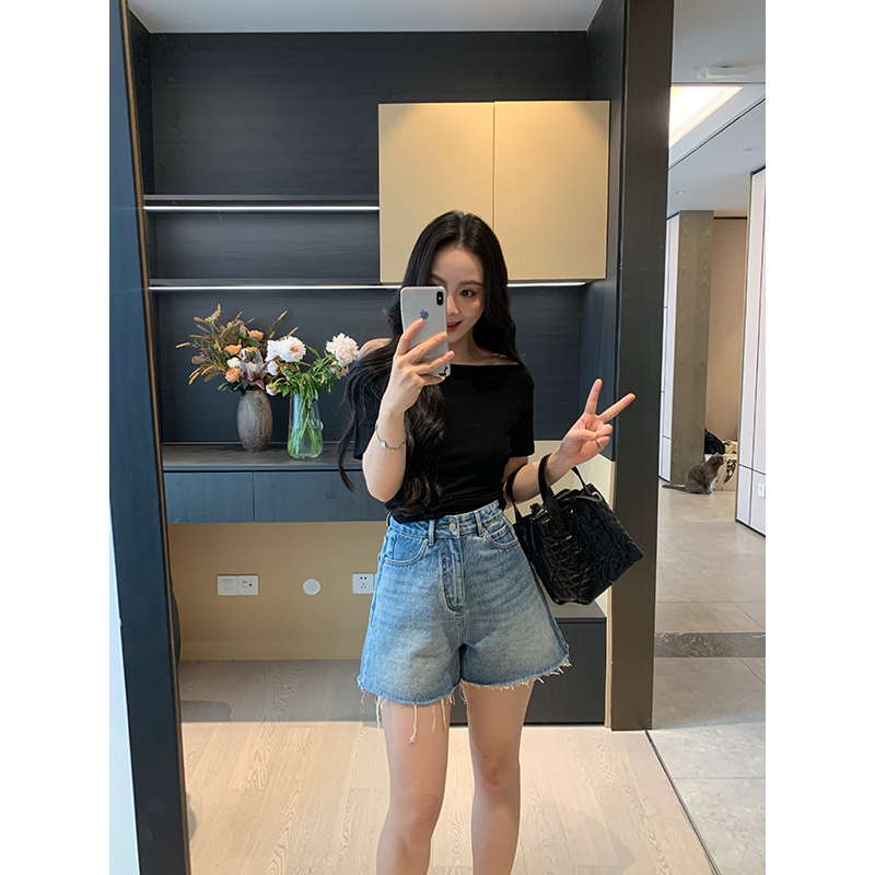 XINYI【海色星云】夏季高腰牛仔短裤女显瘦显高百搭裤X625Z07954