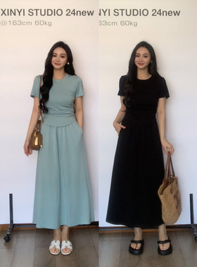 XINYI【慵懒神器】夏季女T恤+半裙气质显瘦两件套X624A06096
