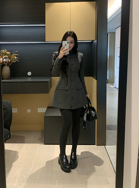 XINYI【沙漏腰】冬季重磅粗花毛呢外套女收腰显瘦绗棉X625M16991