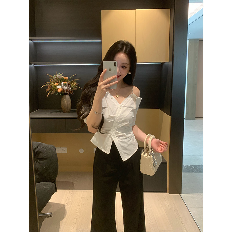 XINYI【解构进阶】夏季100%棉设计感衬衫女显瘦百搭X626C03733