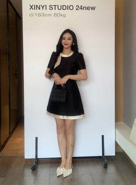 XINYI【公主日记】夏季圆领蝴蝶结连衣裙收腰显瘦气质X624Q07475