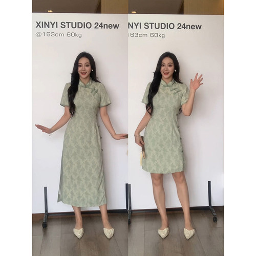 XINYI【民国佳人】夏季国风剪花连衣裙收腰显瘦气质裙X626A08464