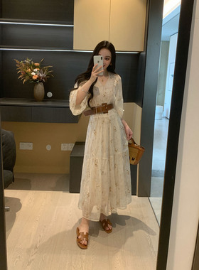 XINYI【金枝落叶】夏季老钱亮片刺绣连衣裙X626Q04752/X626P06963