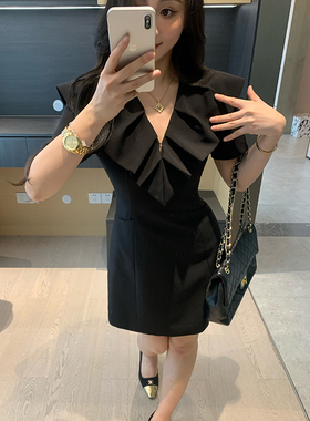 XINYI【奥黛丽日记】夏季大翻领连衣裙收腰显瘦气质裙X625Q04923