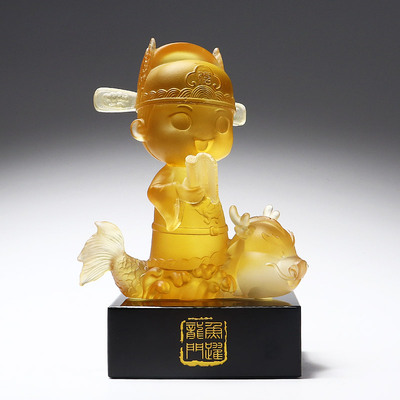 琉璃五子登科摆件客厅创意装饰品