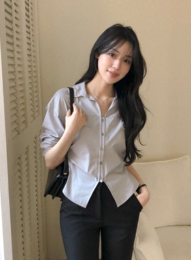 直邮 韩国代购官网女装reine 2026春 设计感抽褶收腰衬衫