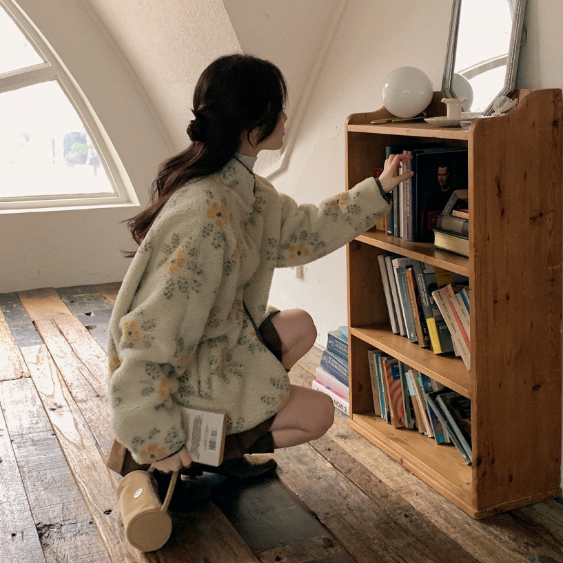 直邮 韩国代购官网女装Attrang 减龄花朵印花保暖抓绒外套,女装/女士精品,毛呢外套,淘宝优惠券,粉丝福利购,淘宝优惠卷