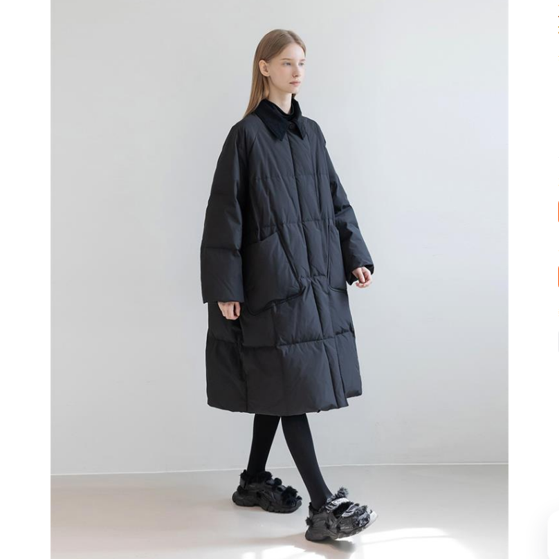 韩国代购宽松廓形长款翻领羽绒服