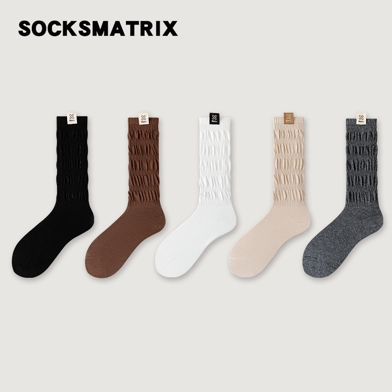 【极简时代】5双装秋冬季小腿袜女防掉袜子JK百搭长筒秋天堆堆袜