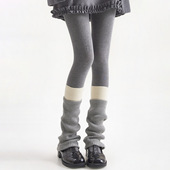 美拉德撞色微喇羊毛针织袜套y2k秋冬保暖学院风辣妹拼接甜酷腿套