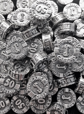 奇幻巷子幸运筹码925银串珠子DIY手链适用潘多拉托贝斯trollbeads