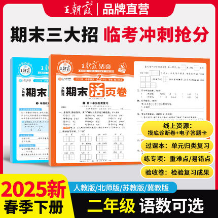 2025新版王朝霞试卷期末活页卷二年级下册期末试卷精选上册人教北师苏教版语文数学英语冲刺100分期末考试随堂练