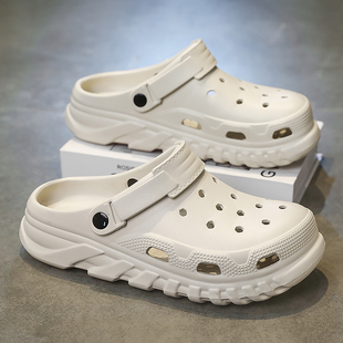 DENSUNCOO涡轮洞洞鞋时尚男女款夏季外穿沙滩防滑包头凉拖鞋潮牌