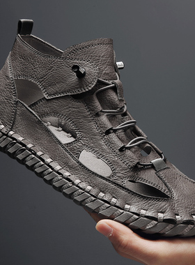 DENSUNCOO 欧洲站潮流凉鞋厚底男士夏新款休闲百搭高帮罗马凉鞋男