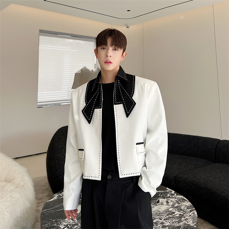 小香风外套男韩版网红小众刺绣设计法式痞帅高级感西服夹克短款潮